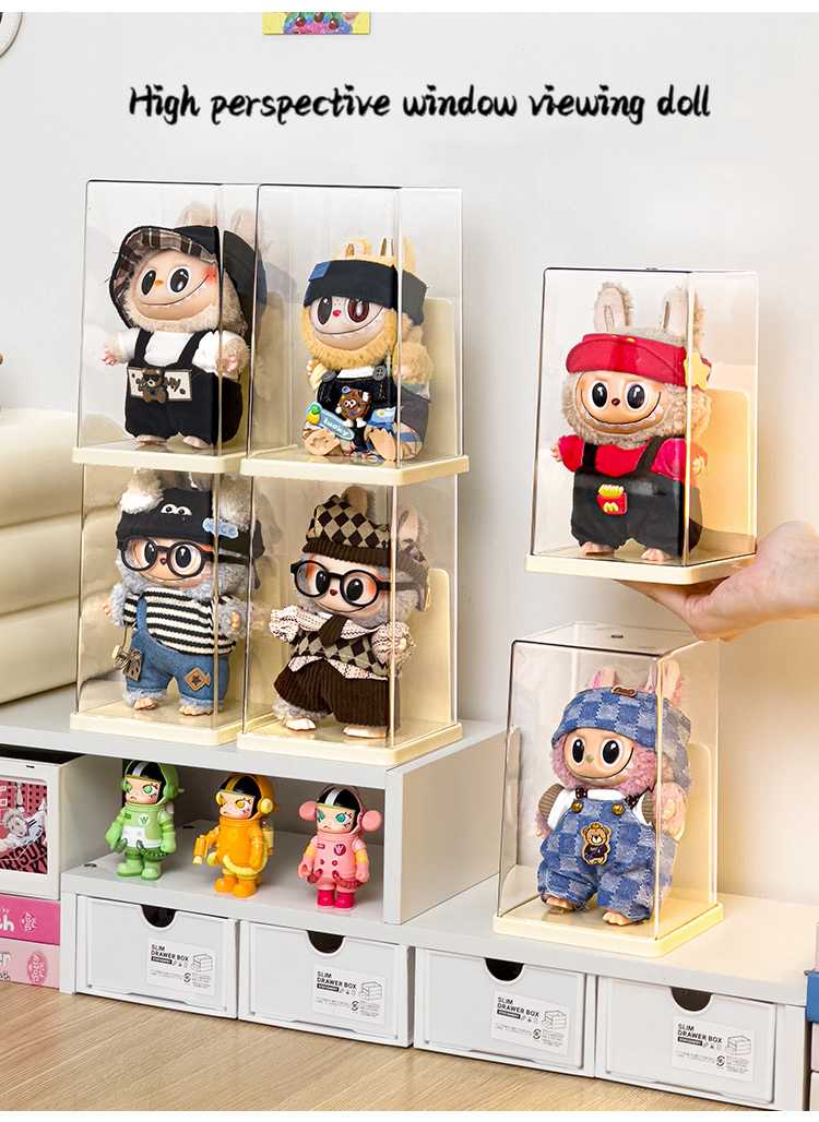 Labubu Display Cabinet Transparent Labubu Plush Toy Figurine Blind Box ...