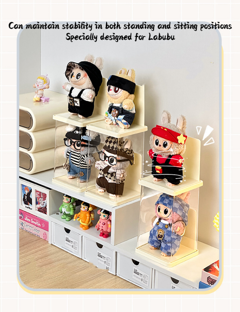 Labubu Display Cabinet Transparent Labubu Plush Toy Figurine Blind Box ...