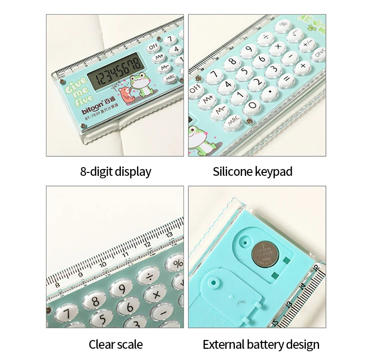 Kawaii Cartoon Mini Ruler Calculator Multifunction 15cm Ruler with ...