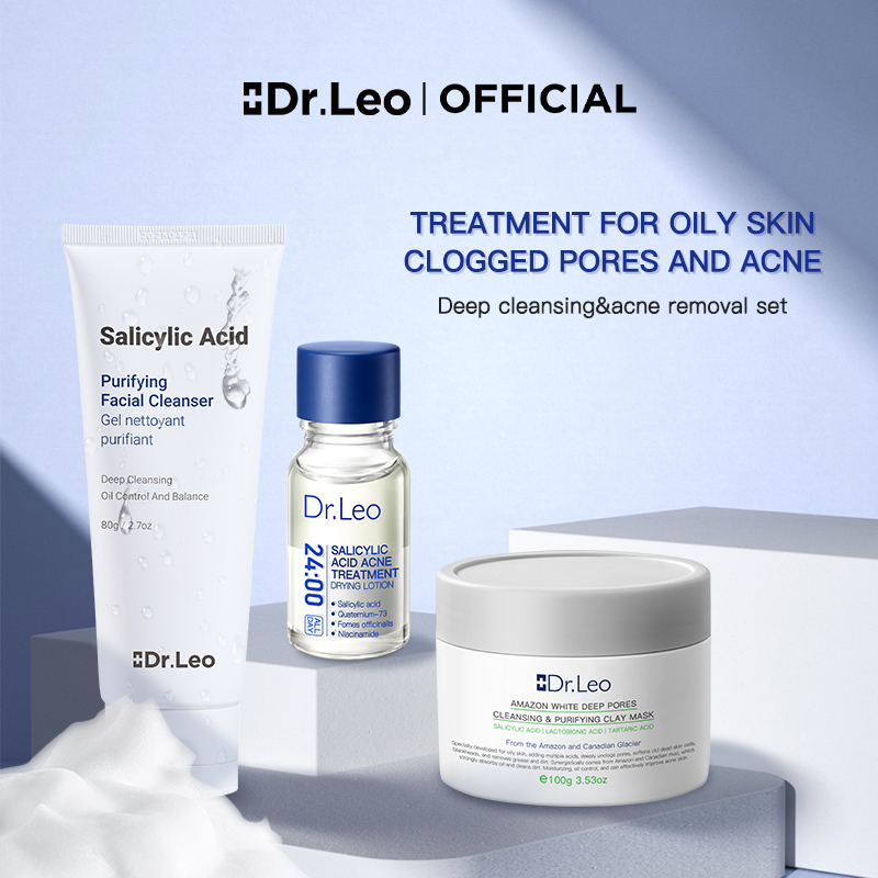 Dr.Leo Anti Acne Skincare Set 3 Pcs Spot Scars Acne Serum Salicylic ...