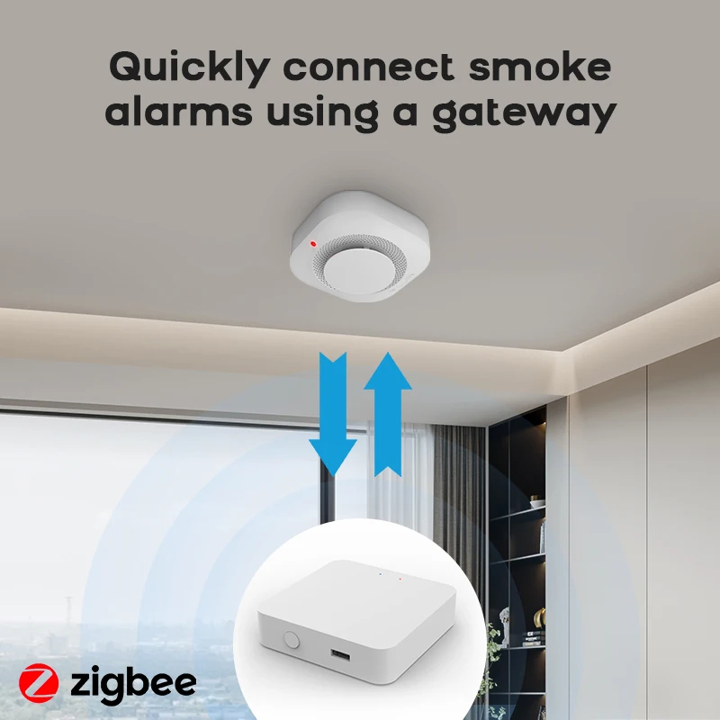 Tuya ZigBee WiFi Smart Smoke Detector Alarm Sensor Home Security Fire ...