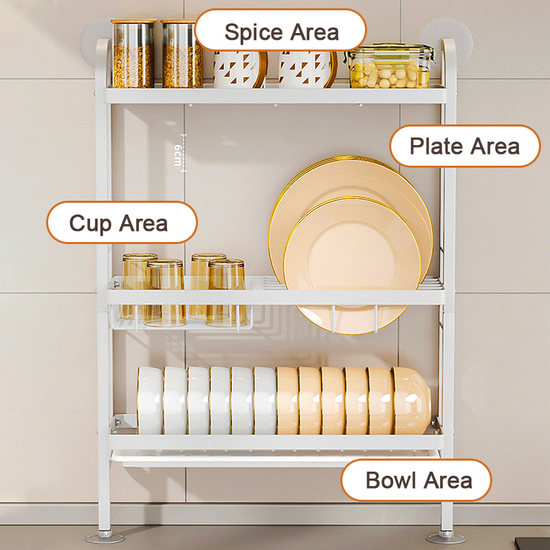 LivinEase Wall-Mounted Dish Rack With Drainer Sink Side Racks Organizer ...