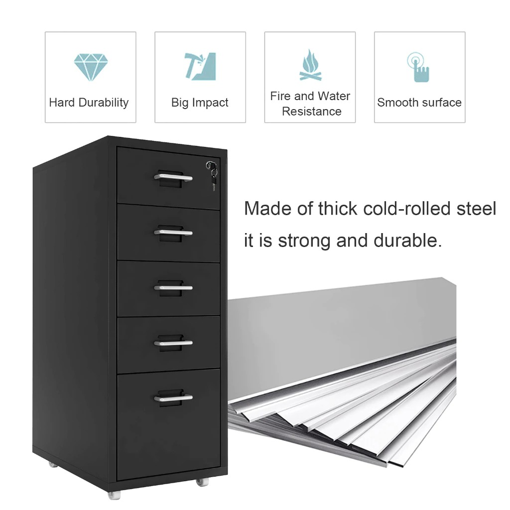 Metal File Cabinet with Locking Drawers & Wheels -Under-table drawer ...
