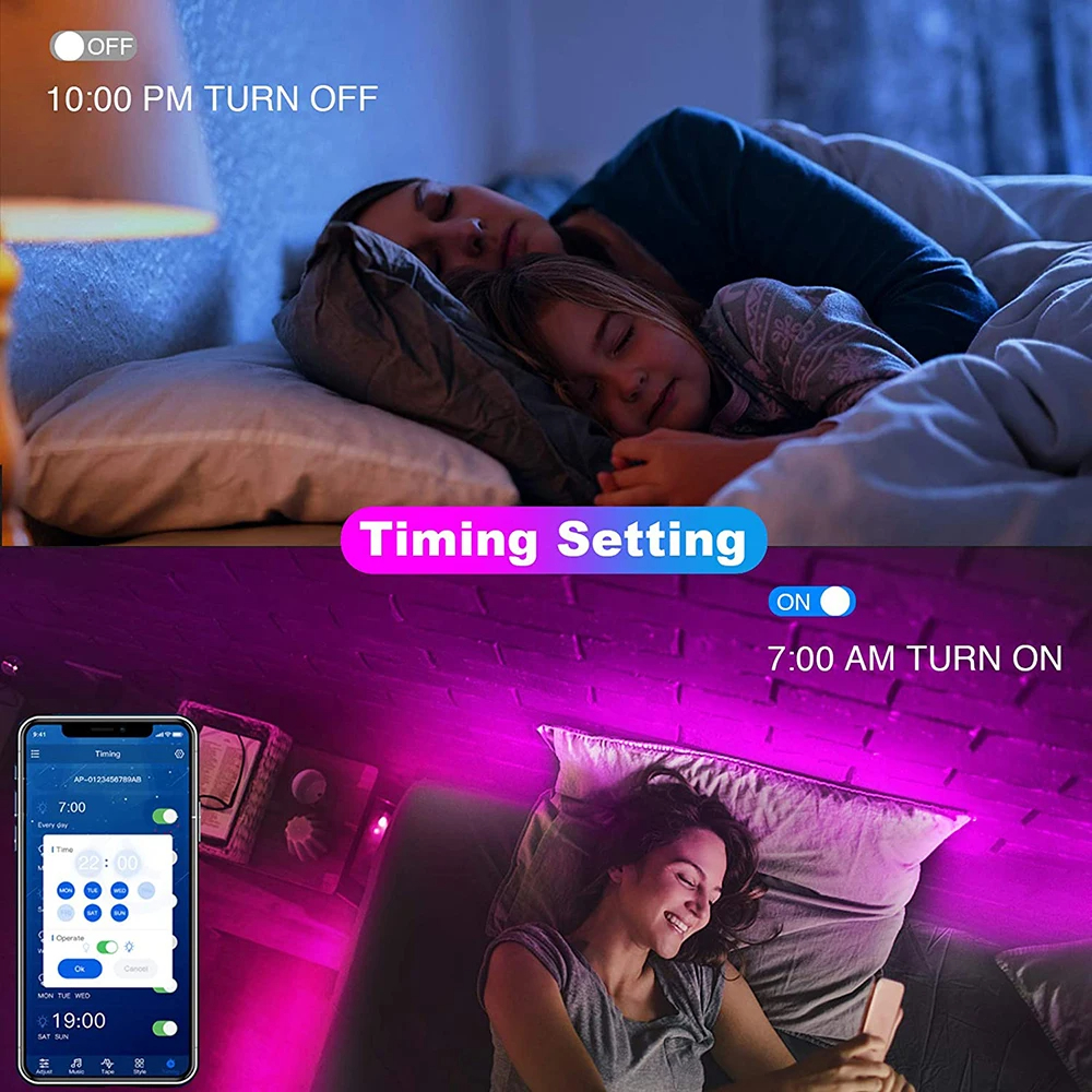 LED Strip Lights - 5V USB Bluetooth APP Control with Color Changing and ...