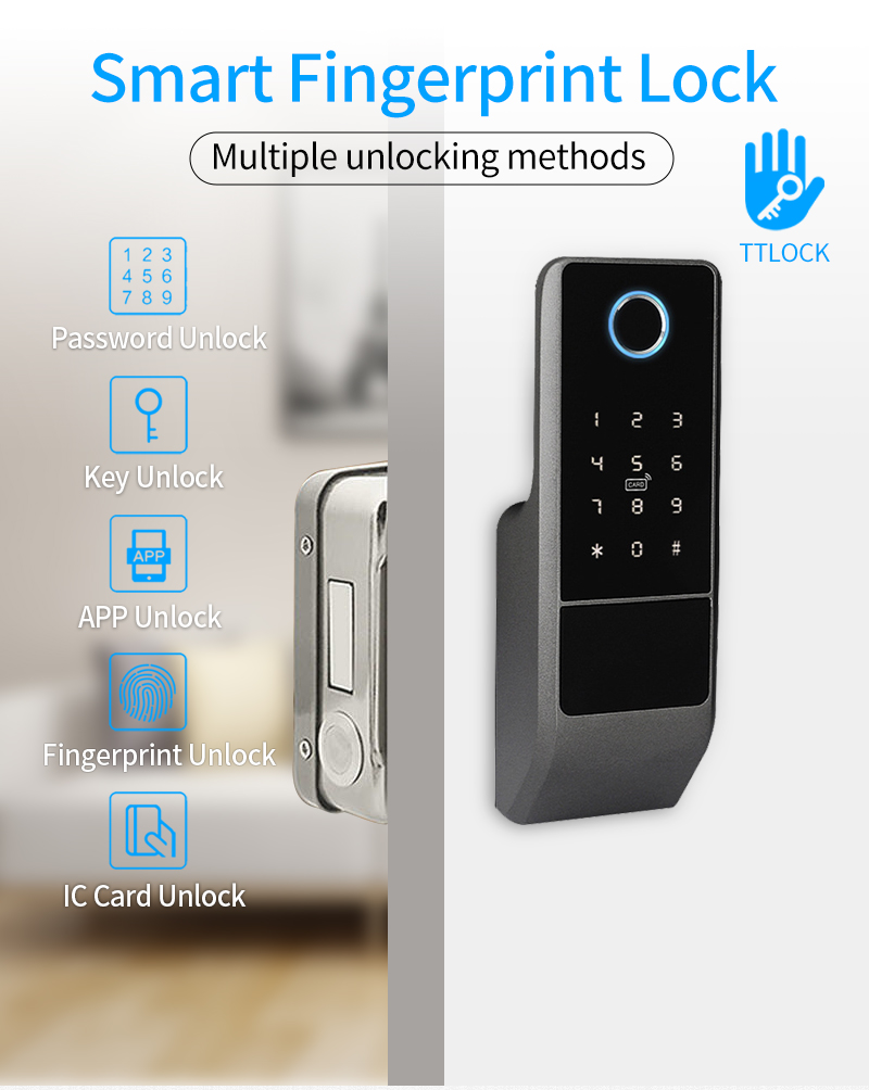 Waterproof TTLock Fingerprint Smart Door Lock Outdoor Gate Code IC Card ...