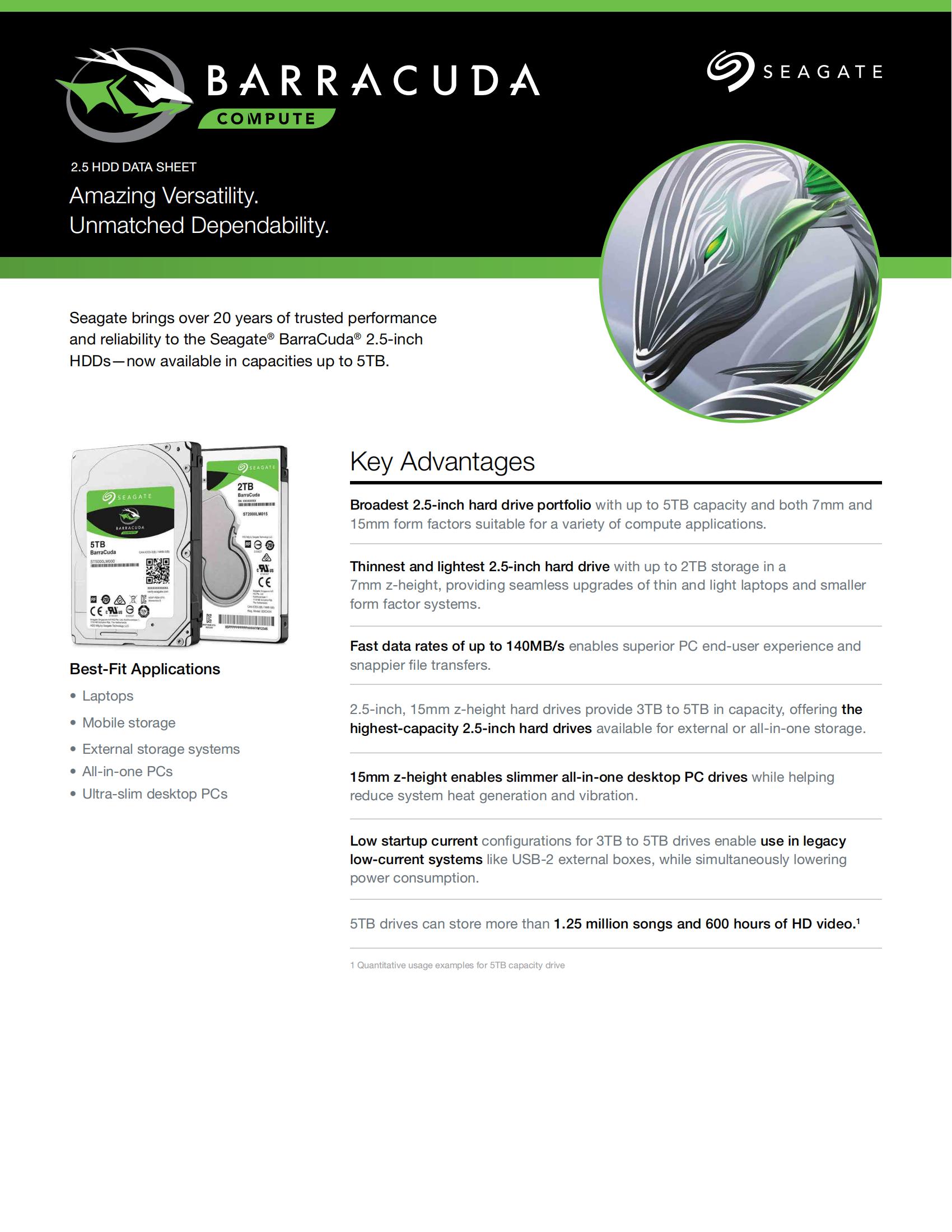 Seagate BarraCuda 5 TB ST5000LM000, SATA/600