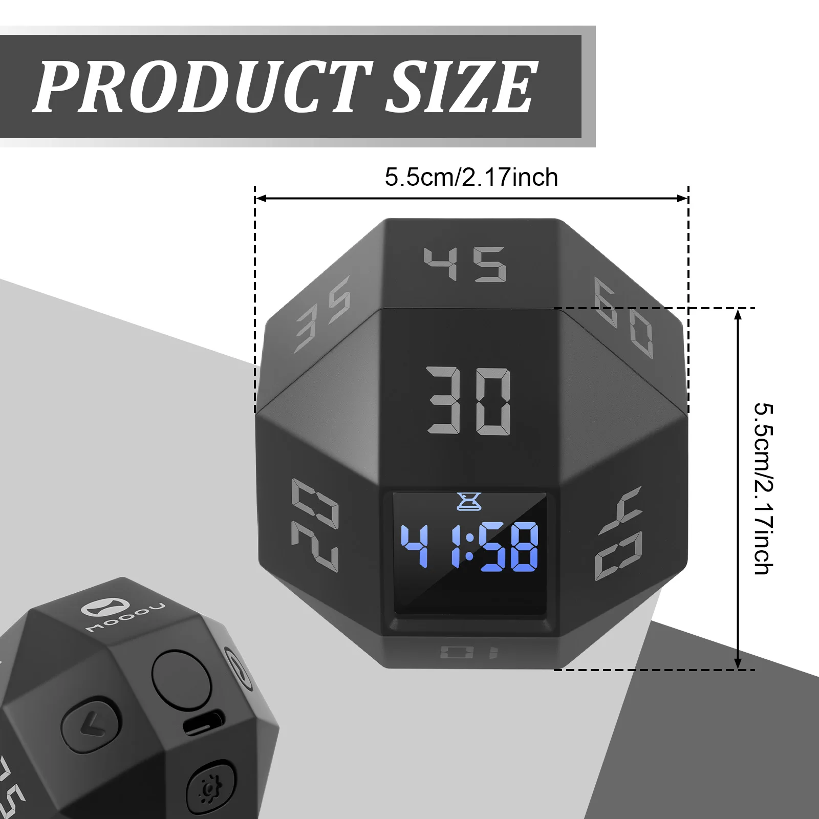 Smart Flip Timer Cube - Gravity Sensor Countdown Timer with 12 Preset ...
