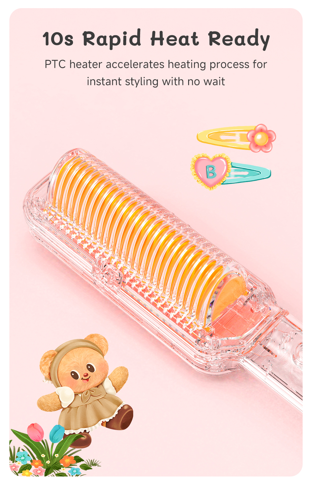 Simplus x Butterbear Straight Hair Comb Brush丨20 Million Negative Ion丨 ...