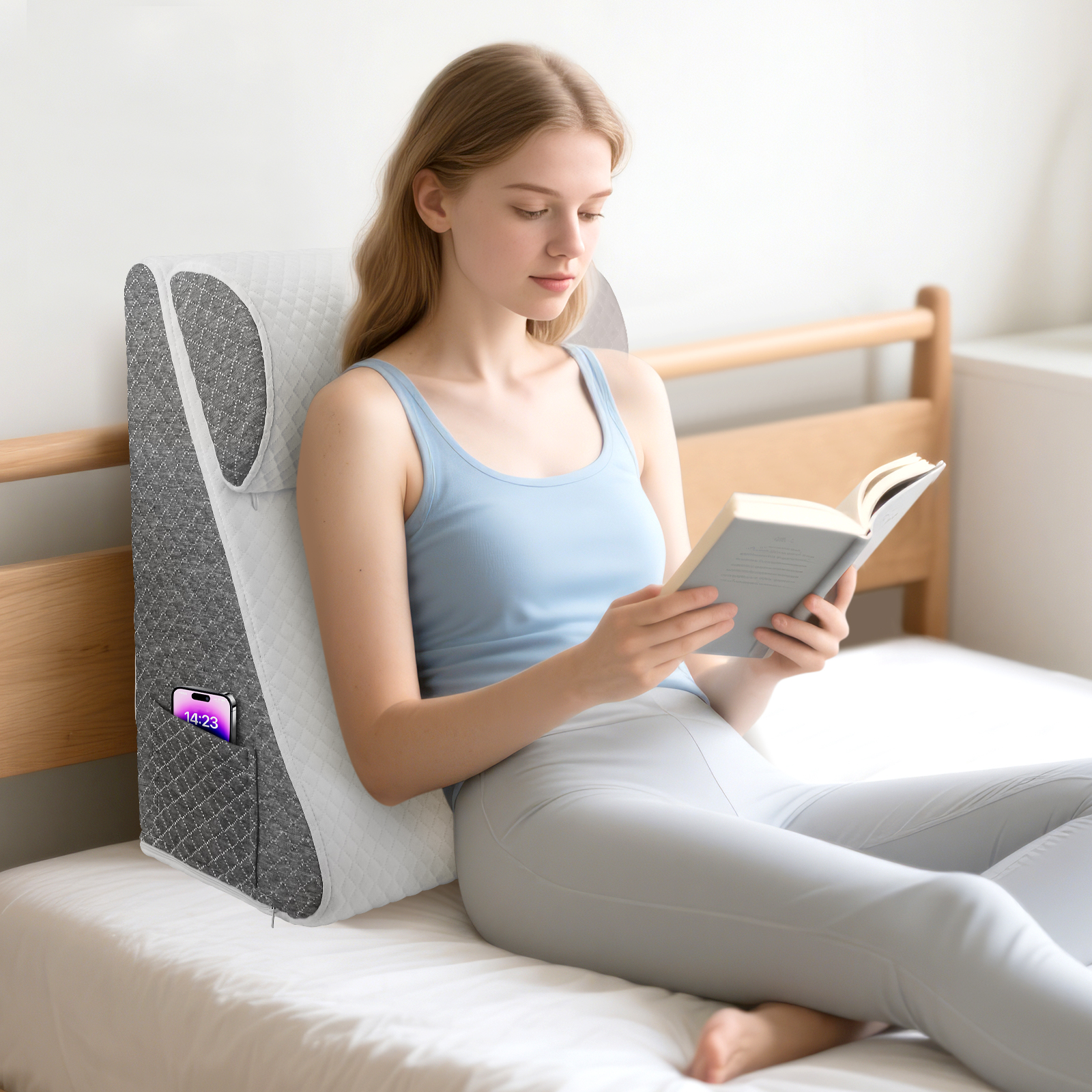 [Local delivery] Bed Wedge Pillow, Memory Foam Triangle Pillow for ...
