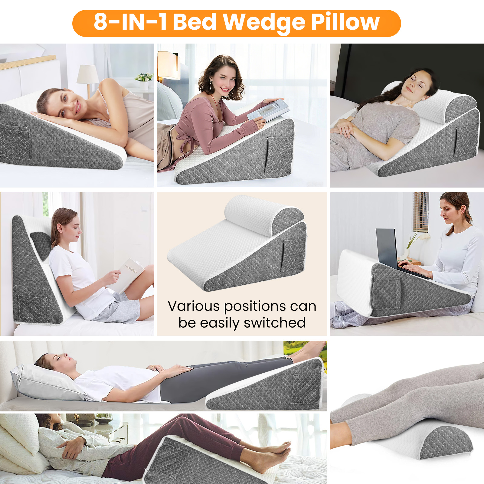 [Local delivery] Bed Wedge Pillow, Memory Foam Triangle Pillow for ...