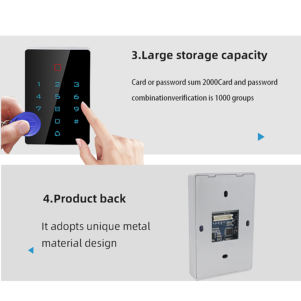 Standalone Access Control Touch Keypad Proximity Card Reader Backlit Up ...