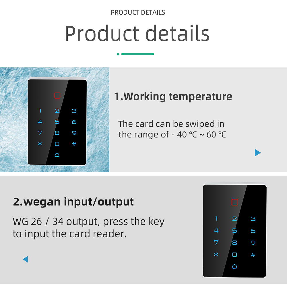Standalone Access Control Touch Keypad Proximity Card Reader Backlit Up ...