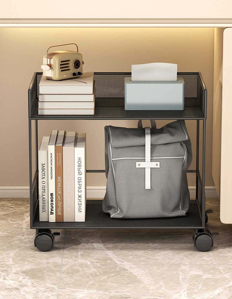 Double-layer pulley trolley, student under-table storage mobile ...