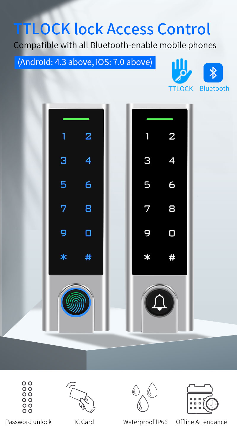 TTLock App IP66 Bluetooth Smart Access Controller Passcode RFID Door ...