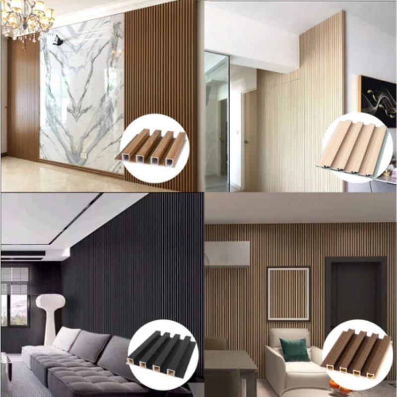 WPC Fluted Wall Panel PVC Wall Decoration Board Wall Design Round Hole ...