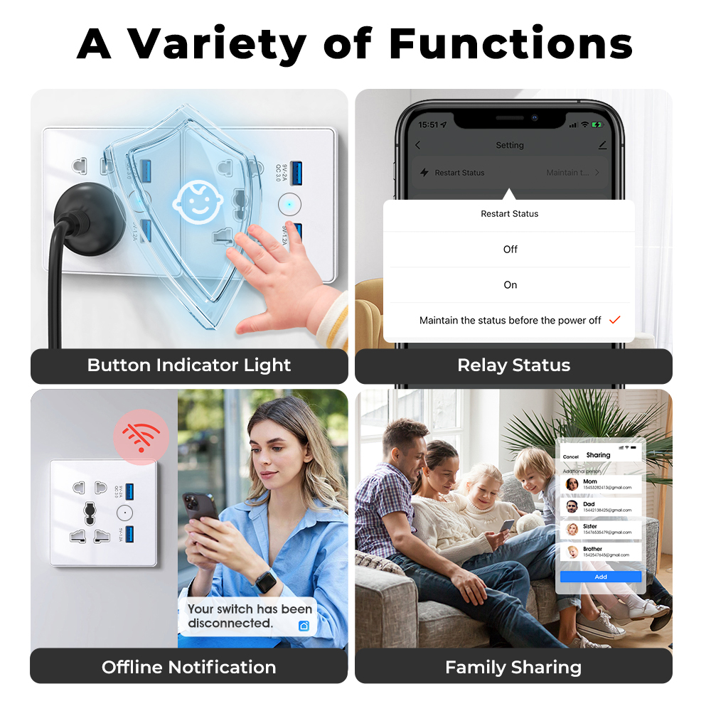 SMATRUL Zigbee 3.0 Smart Socket with Dual Fast Charger 3.0 Usb USB Tuya ...