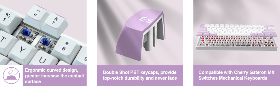 Womier 169 Full Keys PBT Double Shot White Purple ISA Profile Keycaps ...