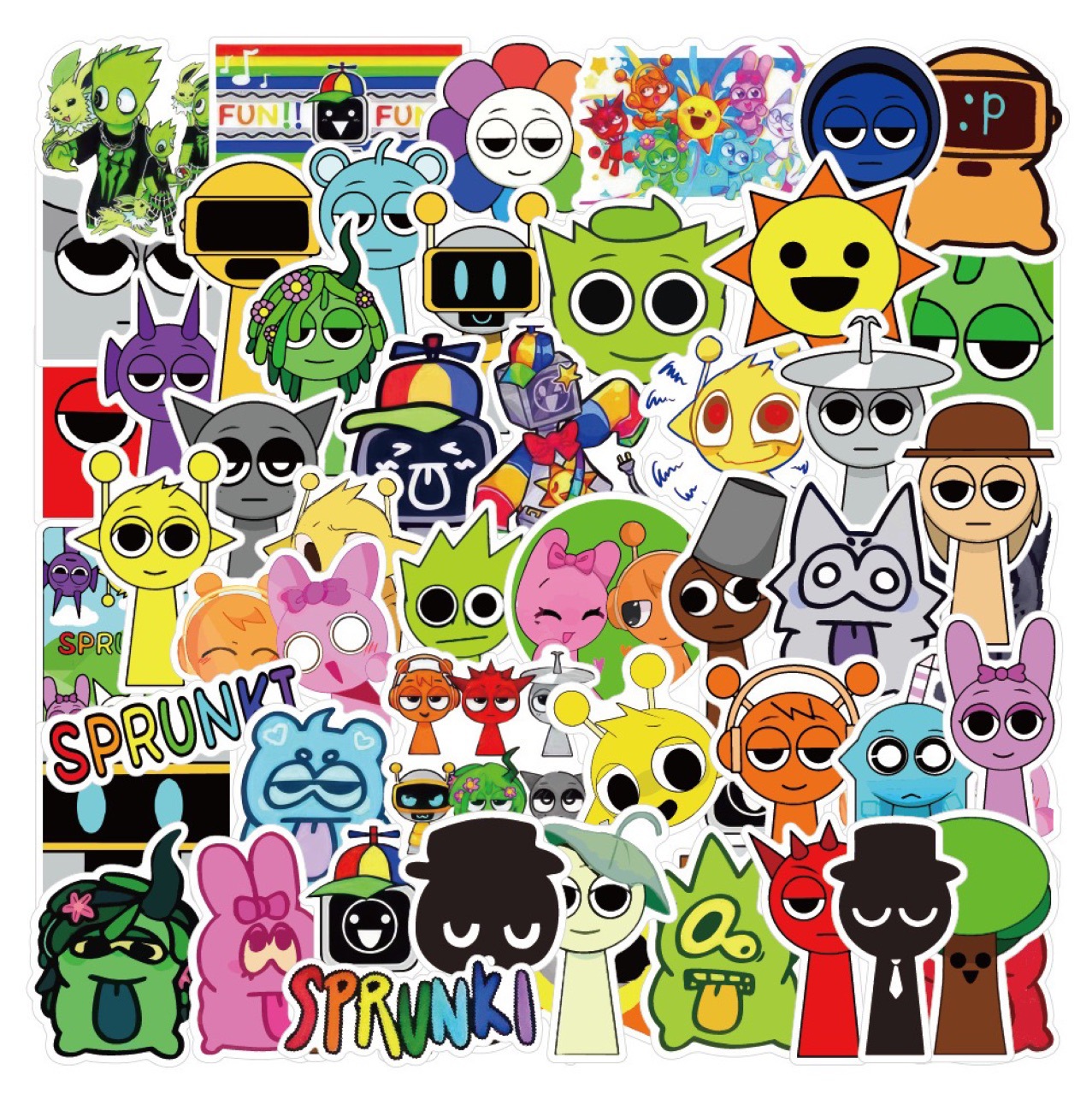 50pcs Incredibox Stickers Sprunki Graffiti Cartoon Game Waterproof ...