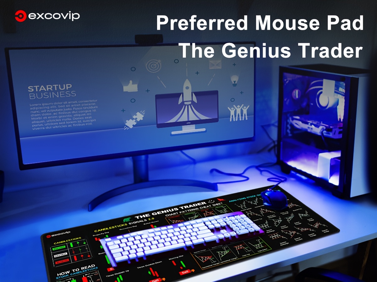 EXCOVIP Stock Market Mouse Pad English Large Size Soft Comfortable Lock ...
