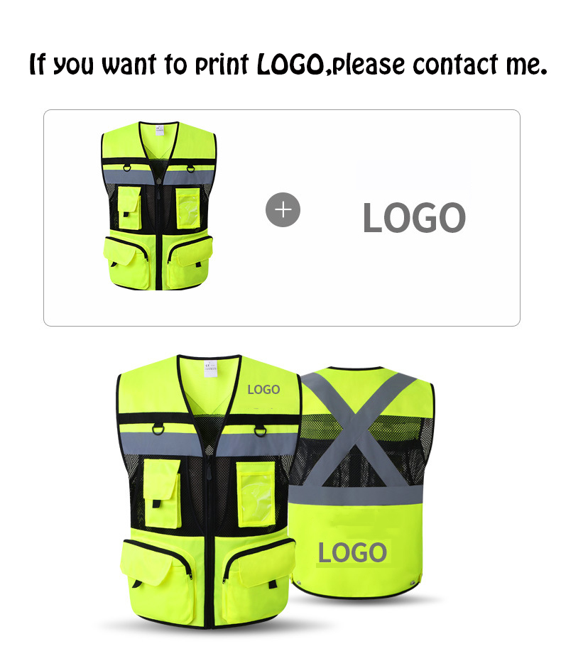 Multiple Pockets High Visibility Reflective Safety Vest Mesh Fabric ...
