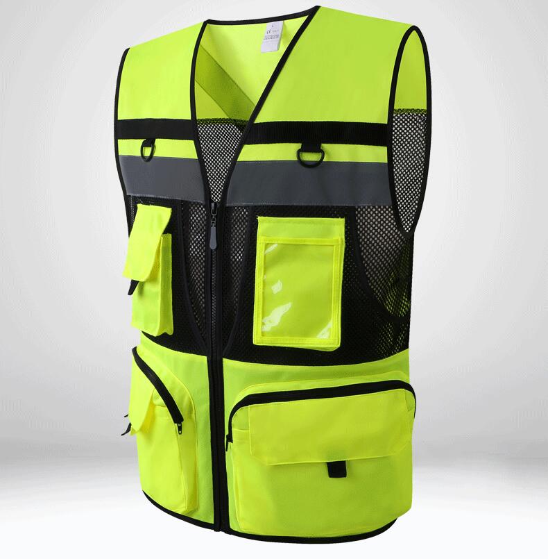 Multiple Pockets High Visibility Reflective Safety Vest Mesh Fabric ...