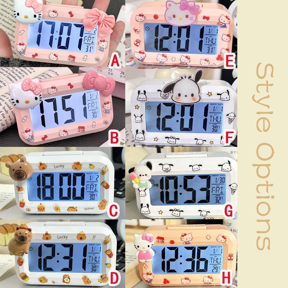 🎀1ONLYTWO LED Digital Clock, Bowknot with Night Light Alarm Clock, Cute ...