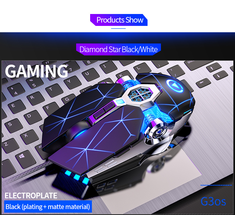 Mechanical Wired Mouse LAptop Silver Carving Ghost Shark Esports Silent ...