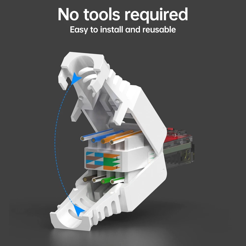 Hoolnx Tool Free RJ45 connector, CAT6 Modular Plug No crimp tool ...