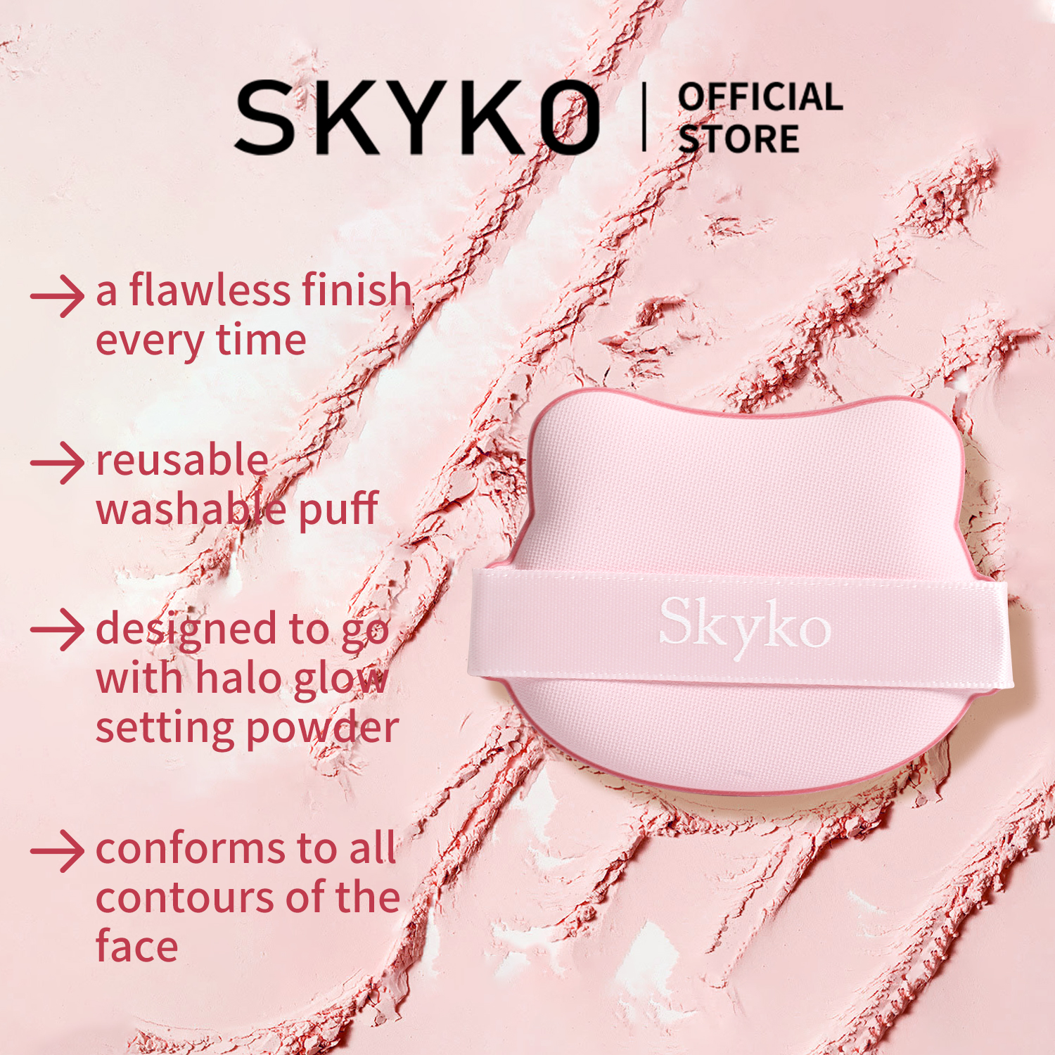 SKYKO Mini Cat Head Powder Puff Reusable Makeup & Beauty Tools Wet/Dry ...