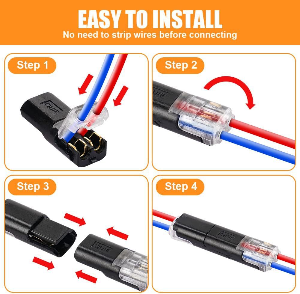 50pcs LED Wire Connector – Quick Connect Solder-Free Terminal Block for ...