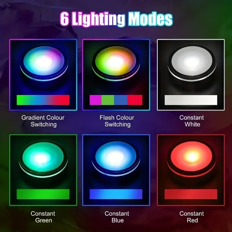 Clear Crystal Glass Display Base Stand with Multicolor LED Light Mirror Plate