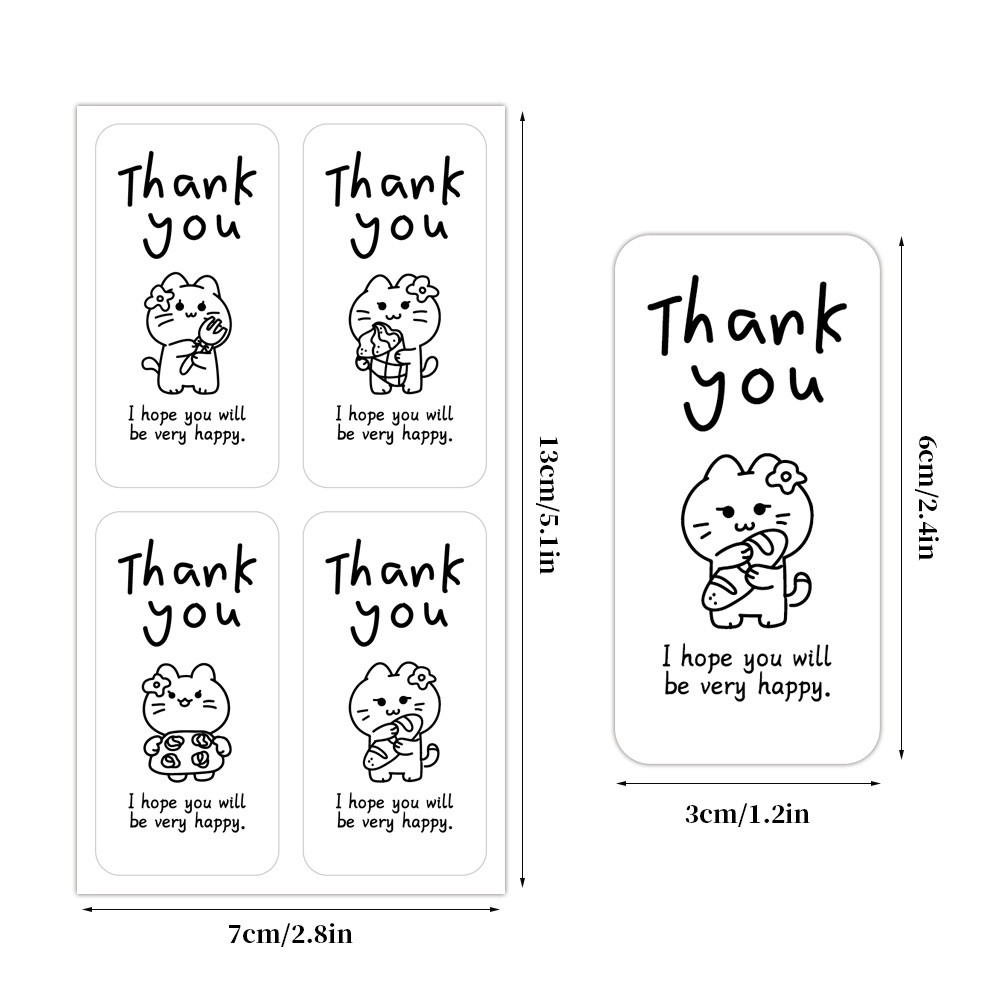 120pcs Cute Cartoon Thank You Stickers Personalized Gift Packaging ...