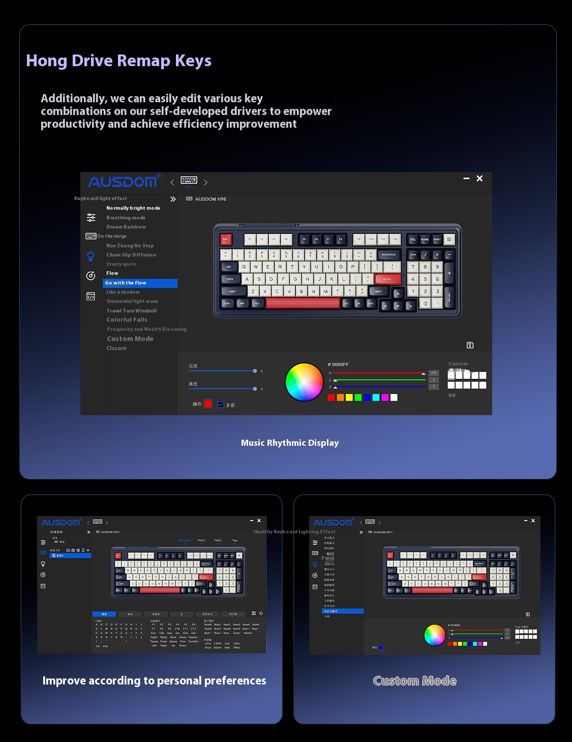 AUSDOM H98 Wireless Mechanical Keyboard 95% Hot swappable RGB GASKET ...