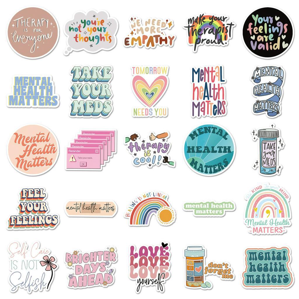 Mental Health Motivation 50PCS Stickers Waterproof Vinyl Cute Stickers ...