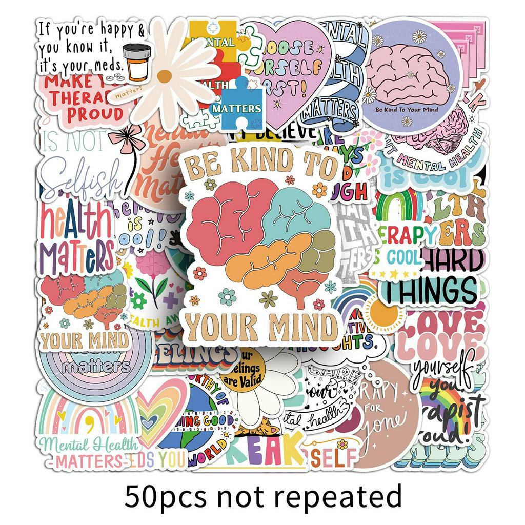 Mental Health Motivation 50PCS Stickers Waterproof Vinyl Cute Stickers ...