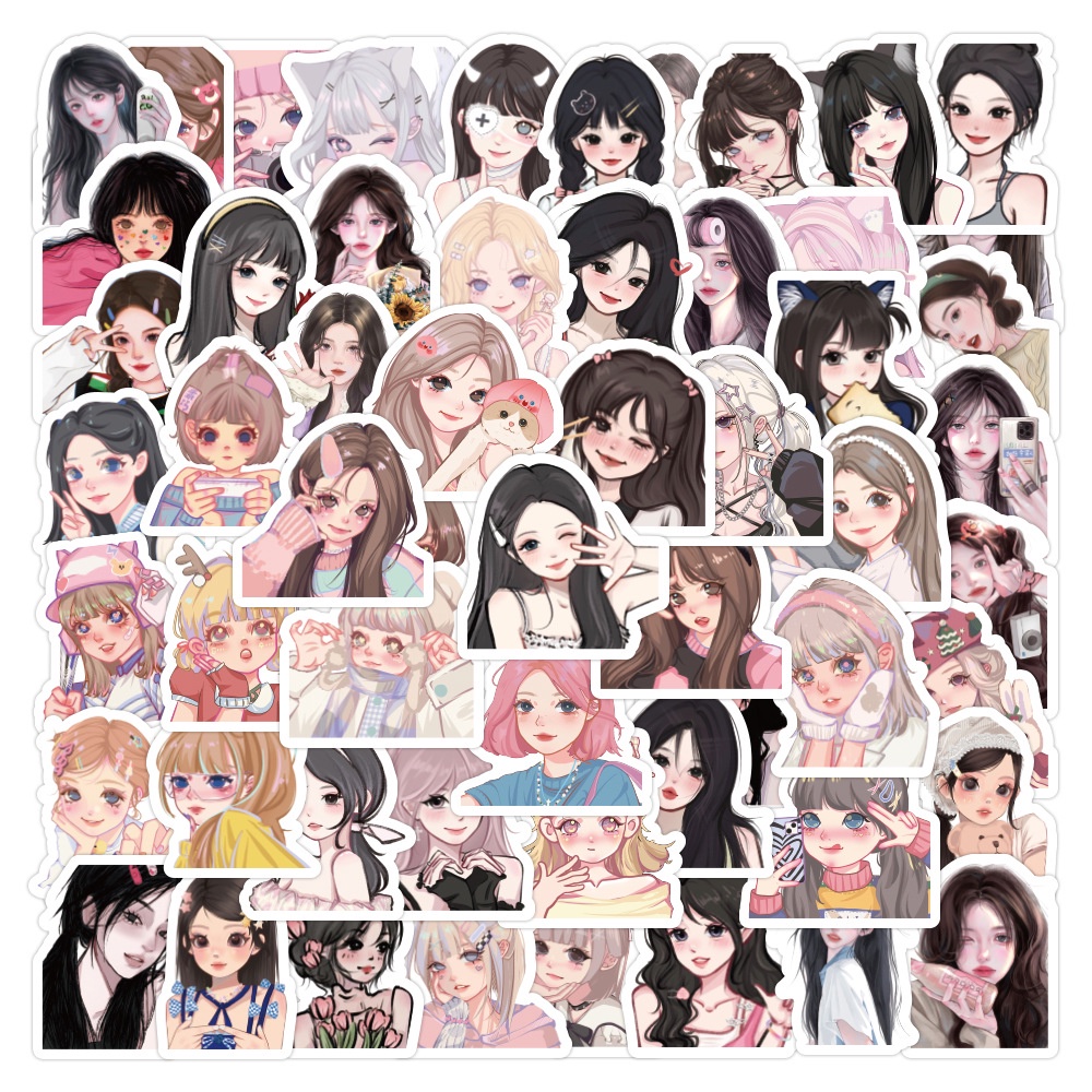 100PCS Kawaii Girl Stickers - Waterproof Vinyl Decals for Helmet ...