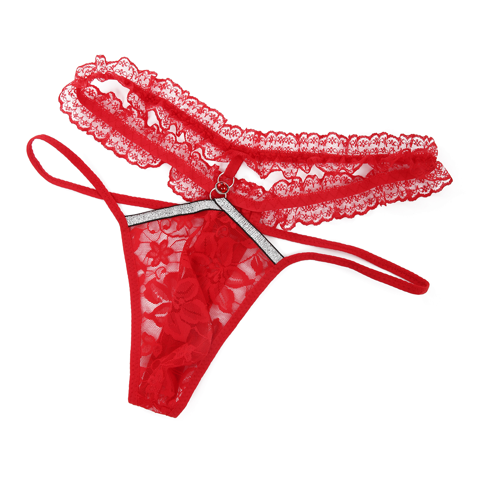 Men's Thong Underwear Sexy Lace Open Crotch Sheer G-Strings Low Rise ...