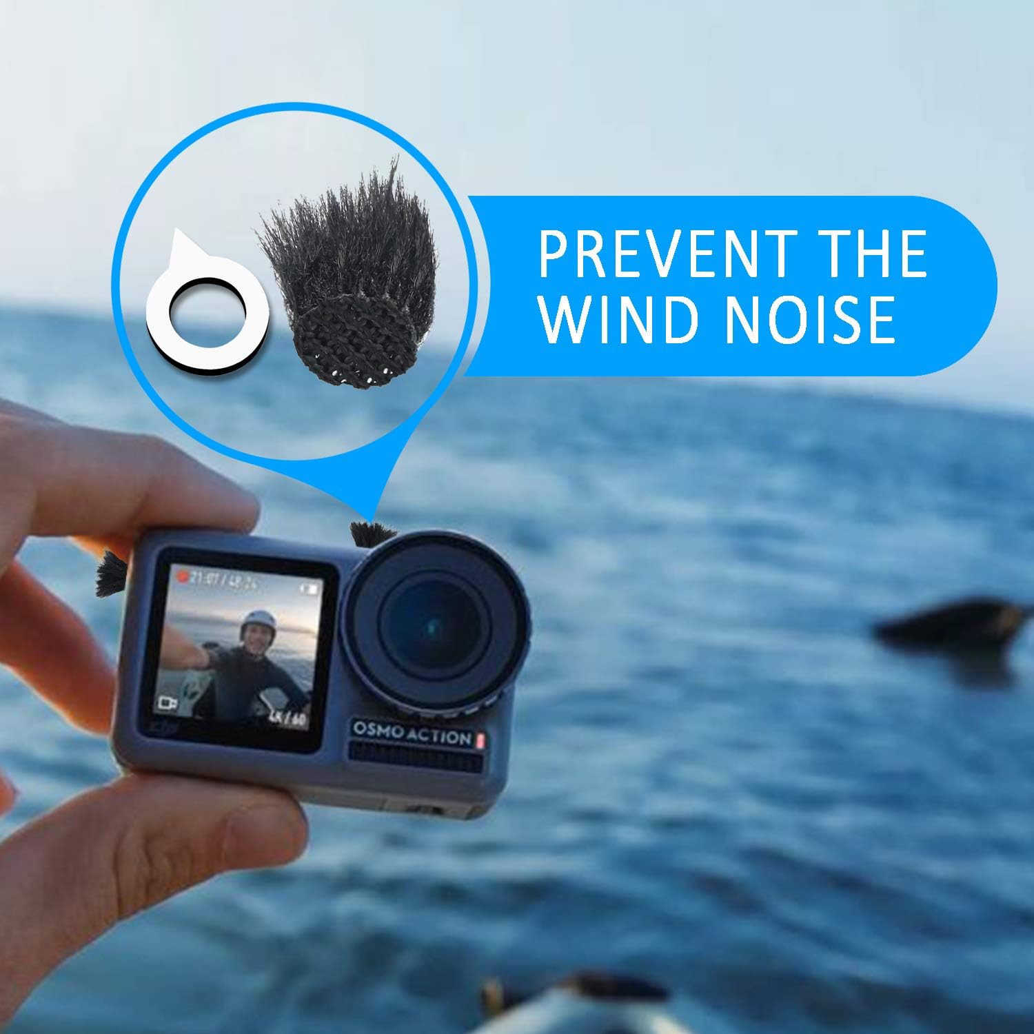 Wanjason Camera Mic Windscreen, Wind Muff for DJI Osmo Action Camera ...