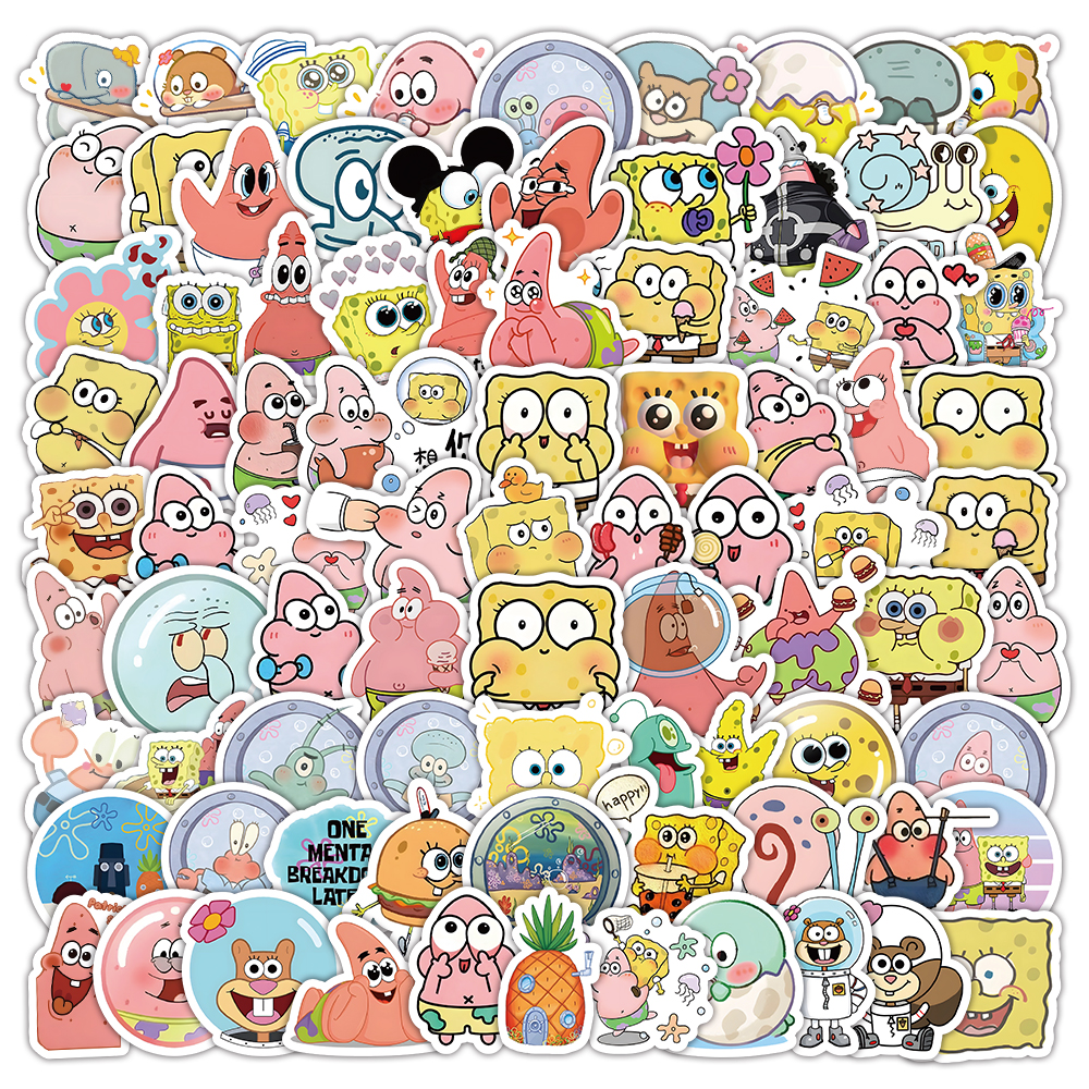 120pcs Spongebob Patrick Star Stickers Anime Cute Sandy Cheeks DIY ...