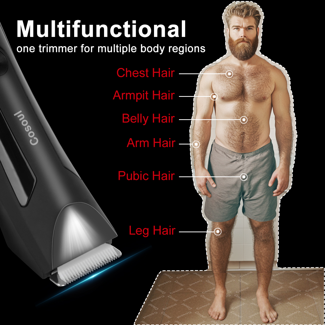Cosoul Body Hair Trimmer For Men Pubic Hair Shaver Electric Groomer ...