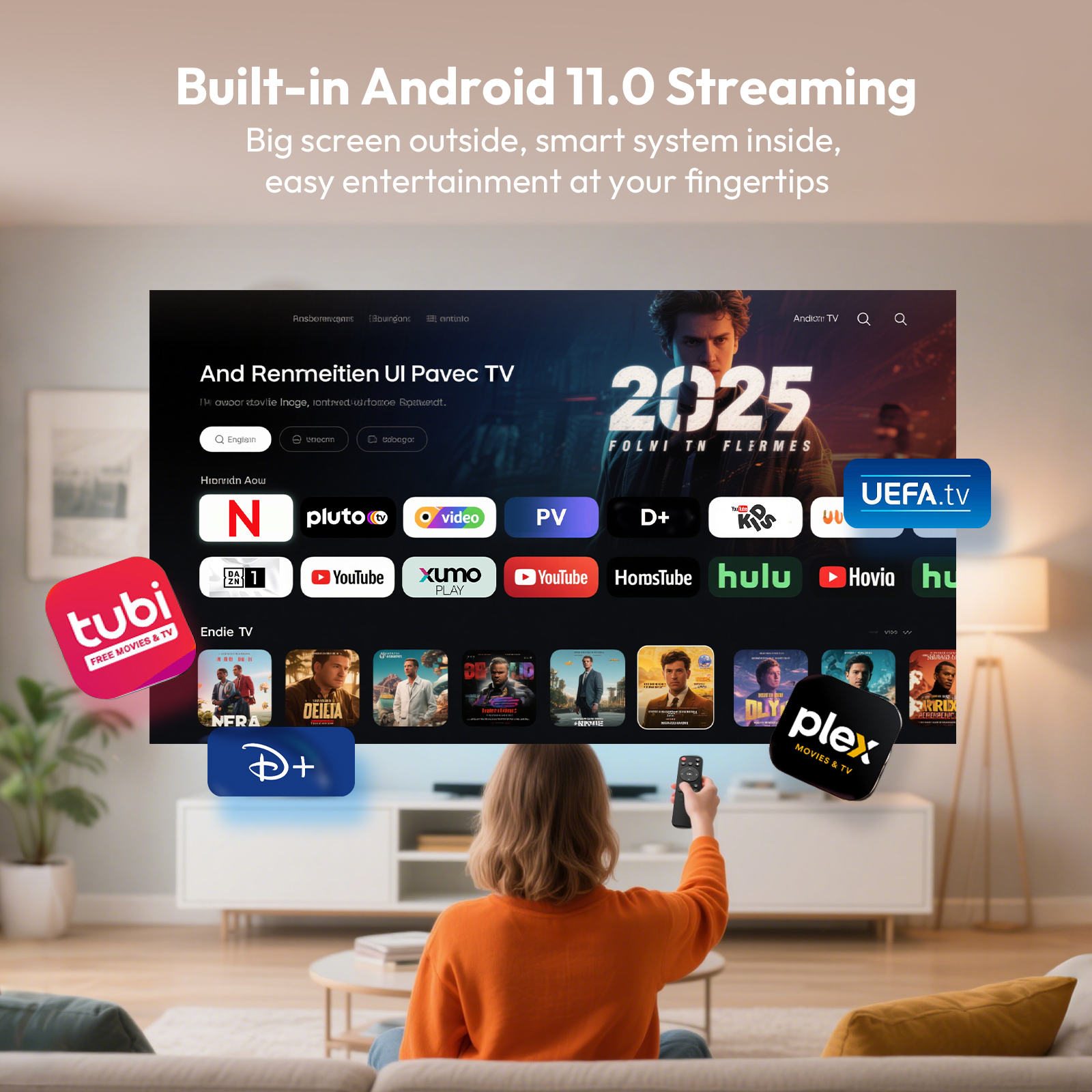 Vidéoprojecteur Android 11 - 720P Native 12000 Lumens - WiFi 6 Bluetooth - Auto Keystone Projecteur 720p 12000 Lumens