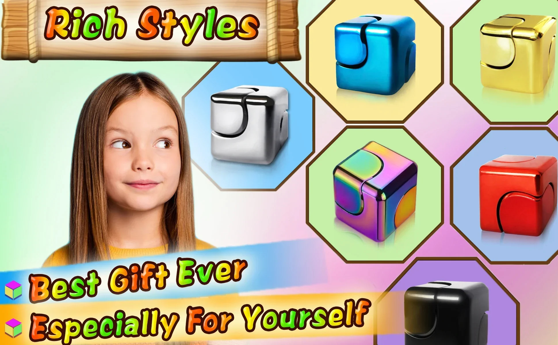 1 Piece of Metal Cube Rotating Fingertip Gyroscope Fidget Anti Pressure ...