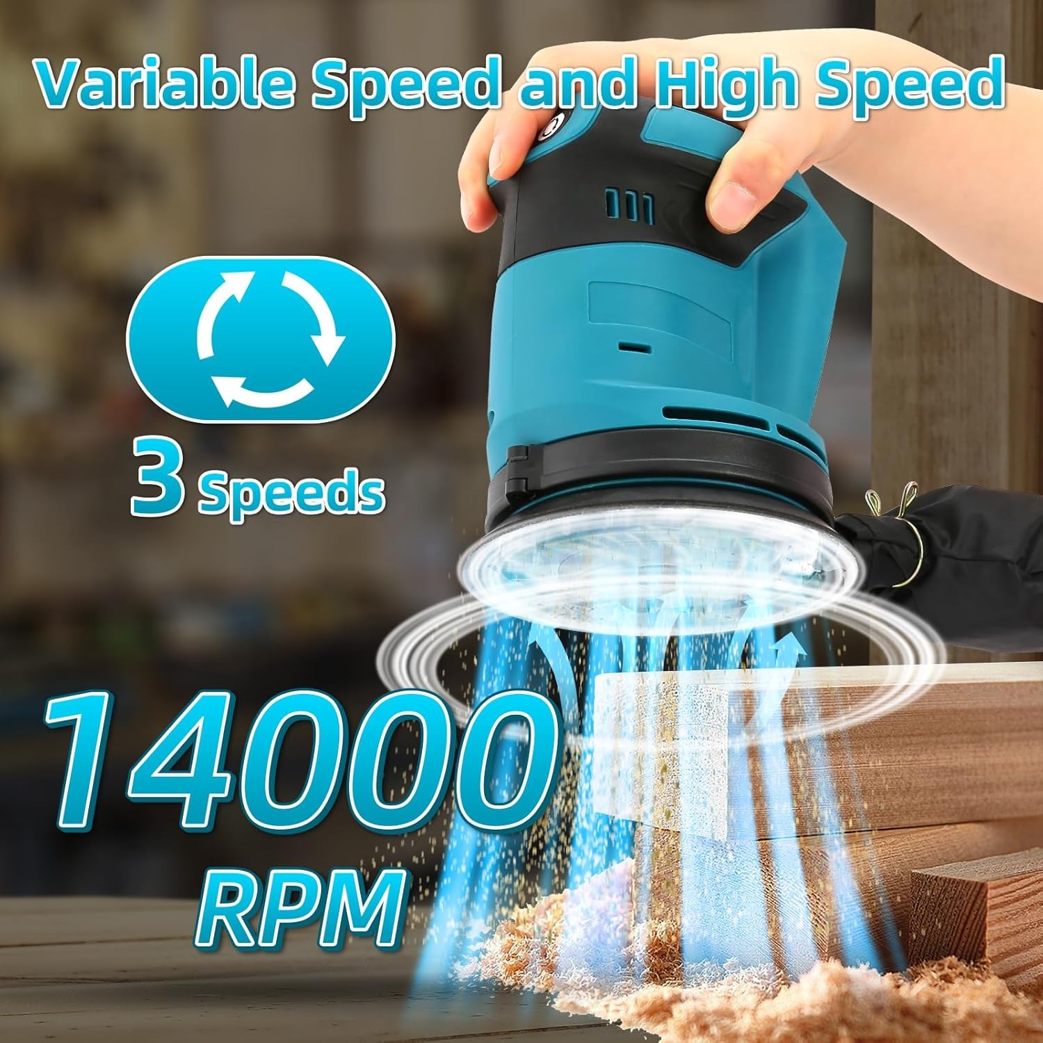 7000 RPM Cordless Random Orbital Electric Sander Wood Grinder Polishing ...