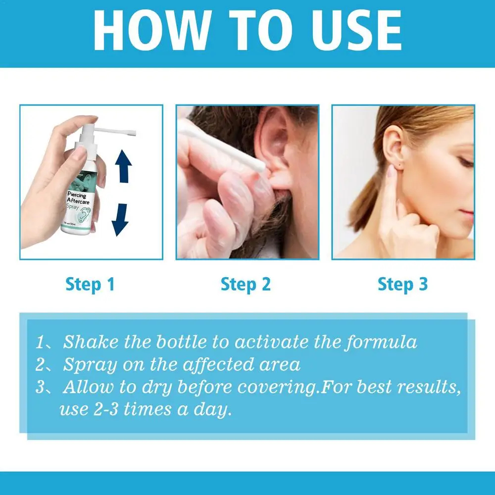 Piercing Aftercare Spray Earring Cleaning Solution Shrink Piercing ...
