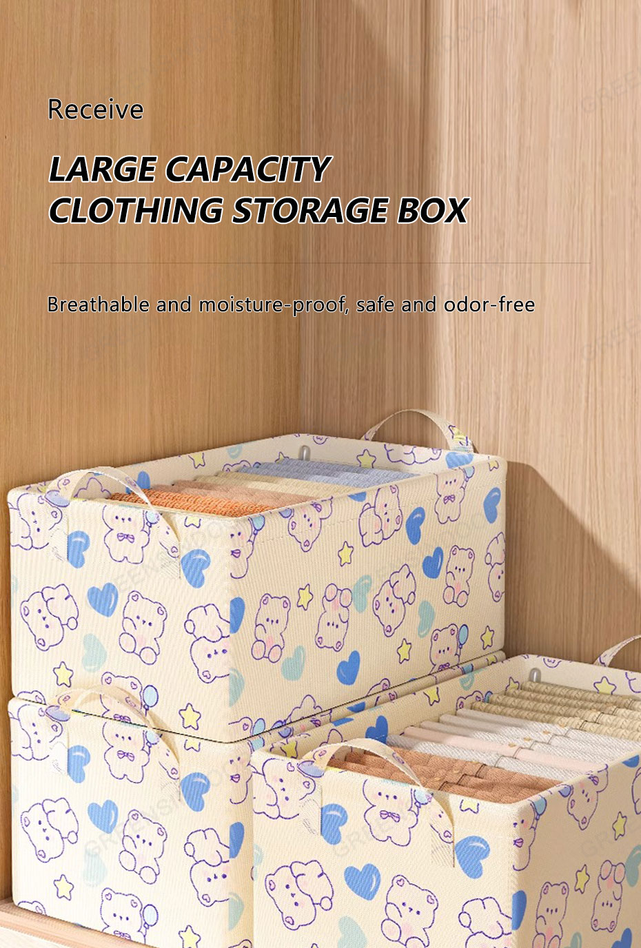 27L Clothes Storage Box with Lid Large-capacity Foldable Storage Box ...