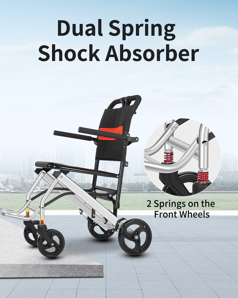 Lightweight Foldable Wheelchair –With Shock Absorber, Ergonomic Seat ...
