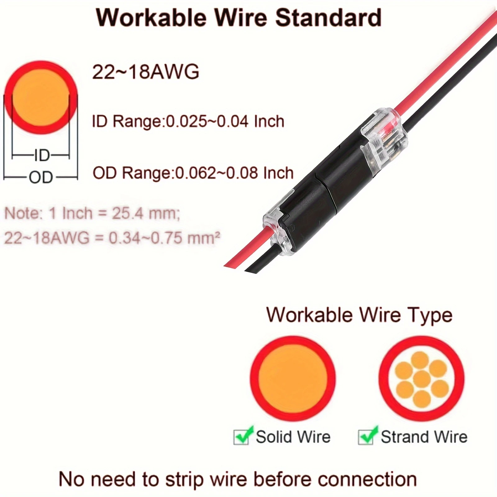 Quick Splice Wire Connectors 2 Pin 2 Way Dual-Wire Plug-in Terminals ...