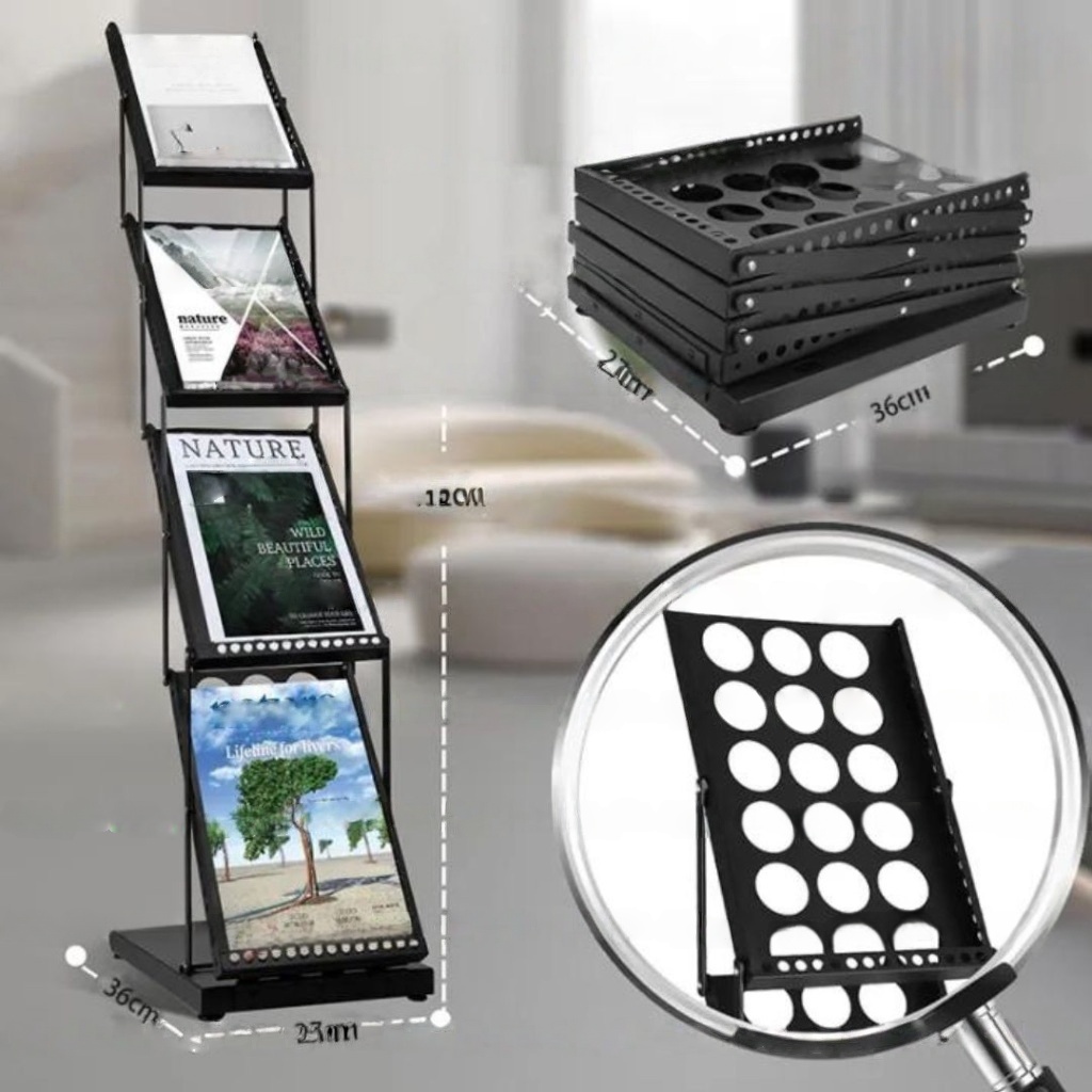 Foldable A4 Size Magazine Newspaper Leaflet Brochures Display Rack ...