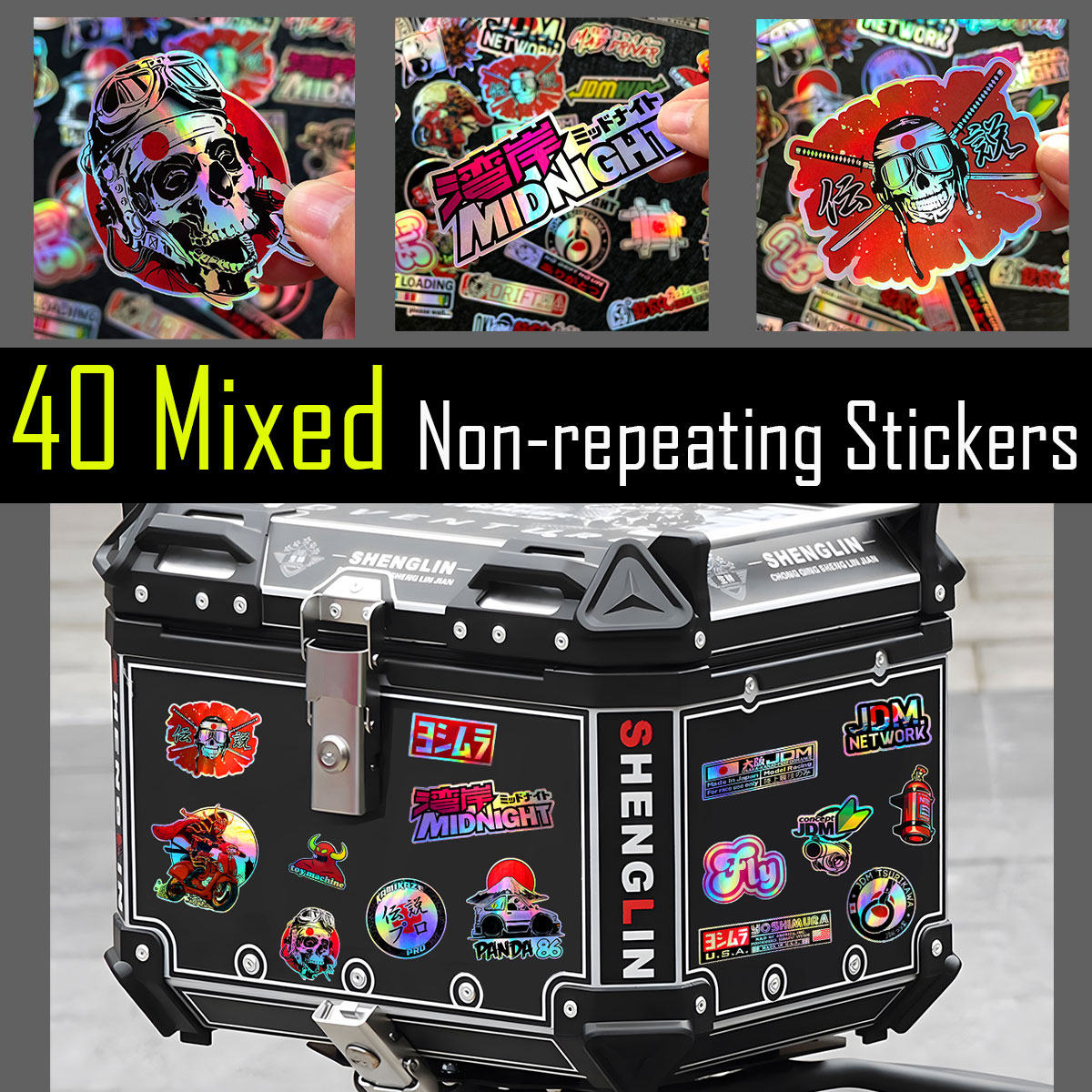 JDM Motorcycle Reflective Sticker Motorcycle Sidebar Decorative Sticker ...