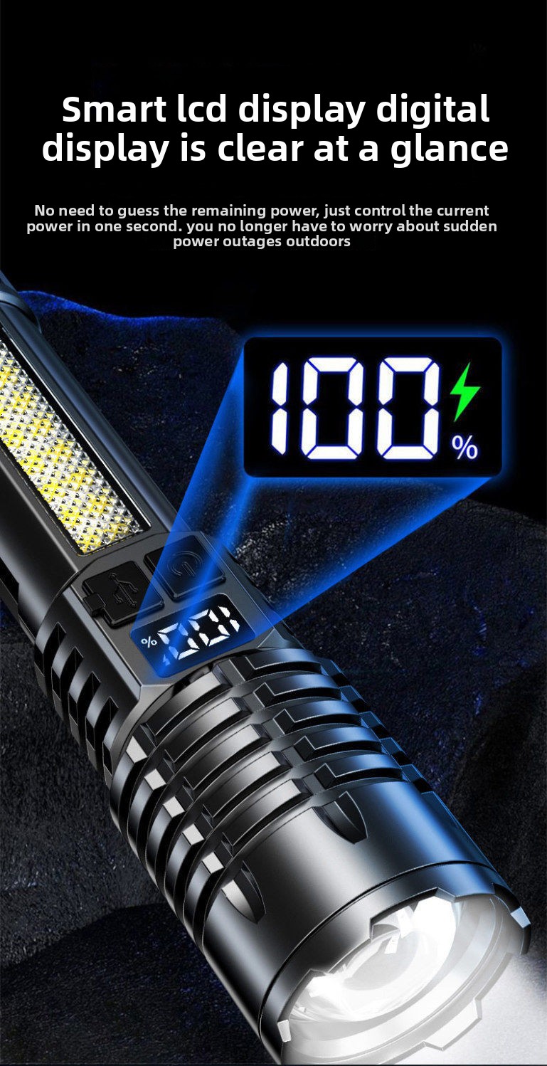 Powerful Rechargeable Flashlight with Work Light & Red-Blue Strobe ...